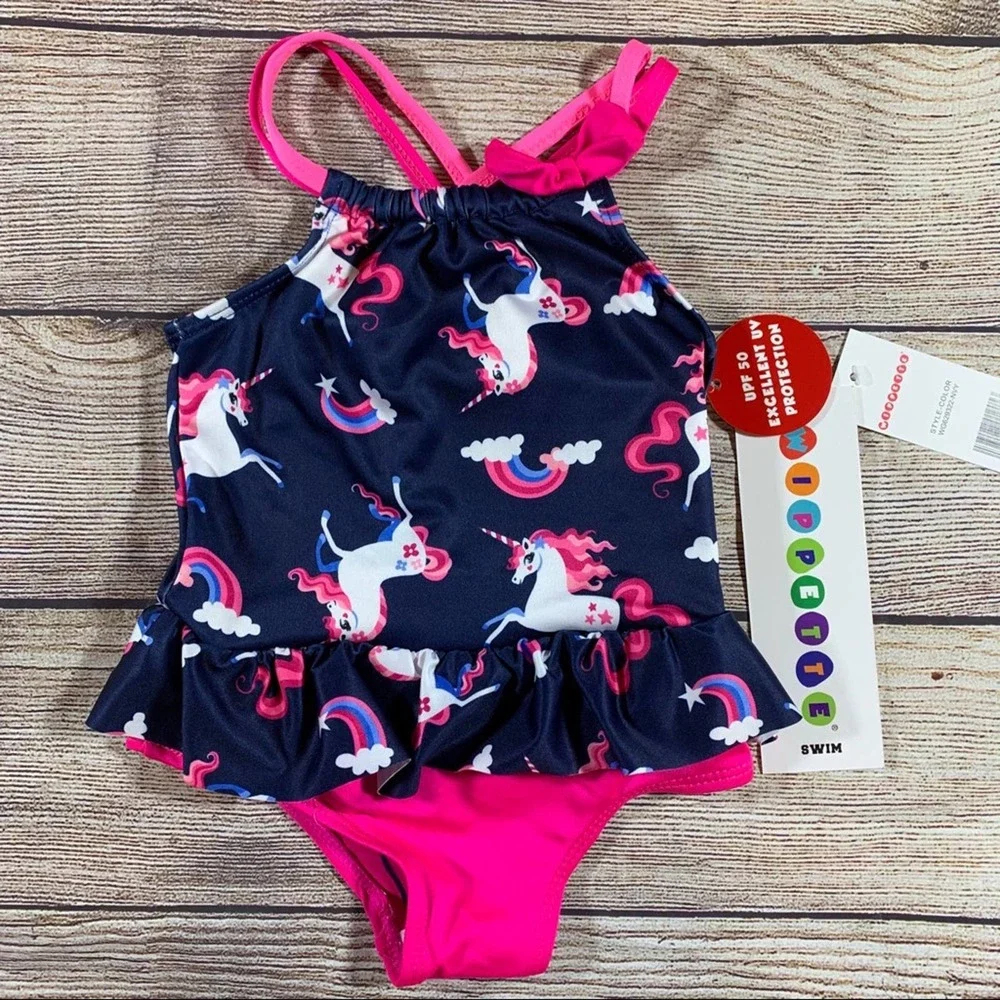 Whippette Girls Swimsuit rainbows & unicorns‎ NWT